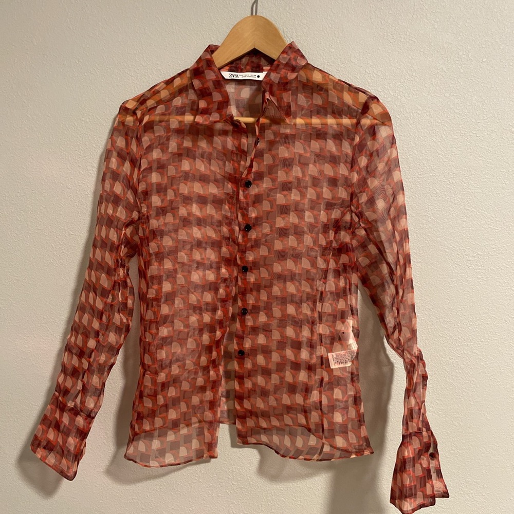 Zara nylon see-through patterned Buttonup